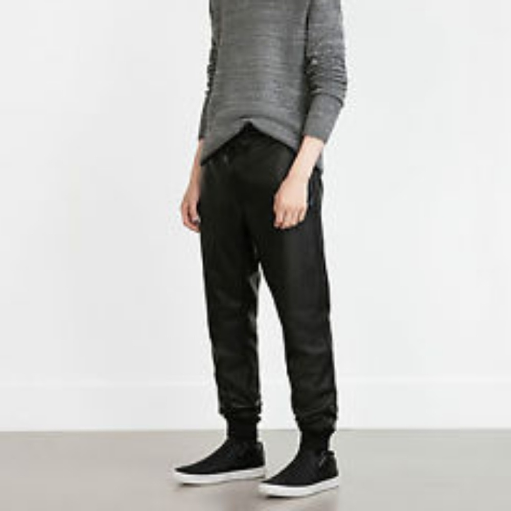 ZARA Man Faux Leather Joggers